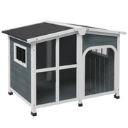 Cuccia per cani ¨C Xylo ¨C legno grigio 101x66.5x70.5 cm con tetto apribile
