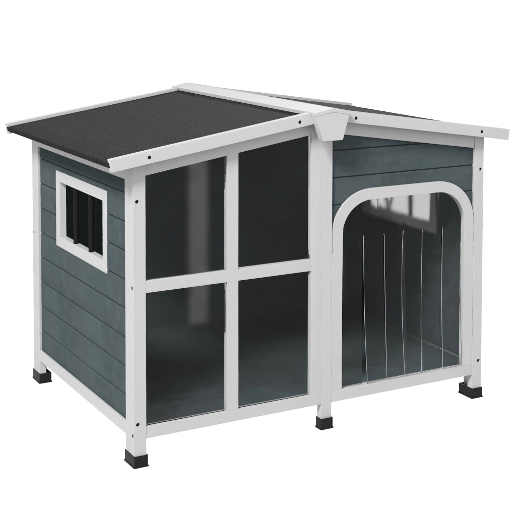 Cuccia per cani ¨C Xylo ¨C legno grigio 101x66.5x70.5 cm con tetto apribile