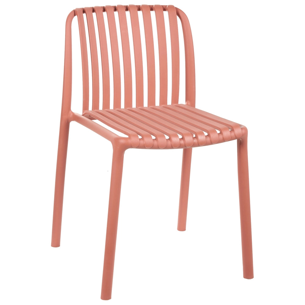 Set di 2 sedie da bar per sala da pranzo in materiale sintetico rosso chiaro senza braccioli stile moderno per interni ed esterni
