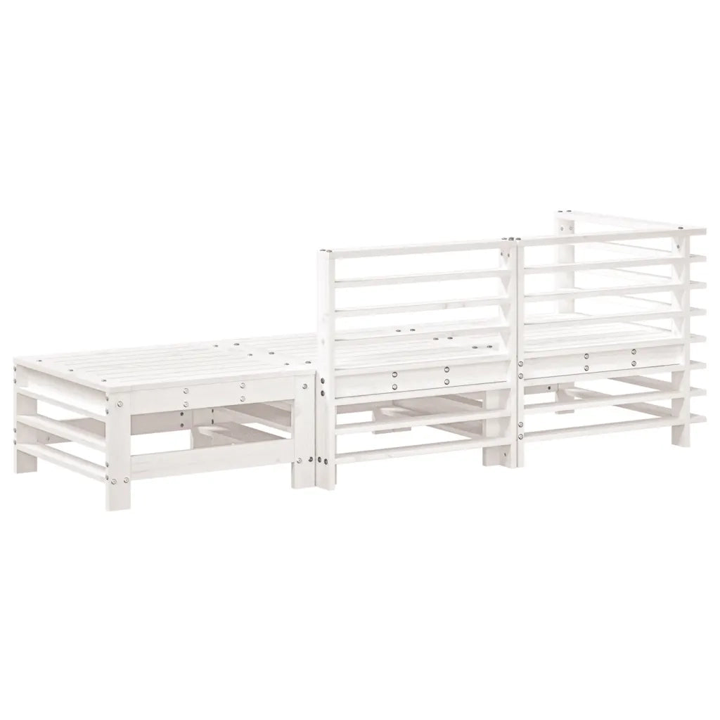 Set Salotto da Giardino 3 pz | Set di Mobili da Esterno Bianco in Legno Massello di Pino