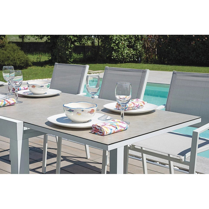 Tavolo Spalato 104/208X75 Alluminio Bianco Moia