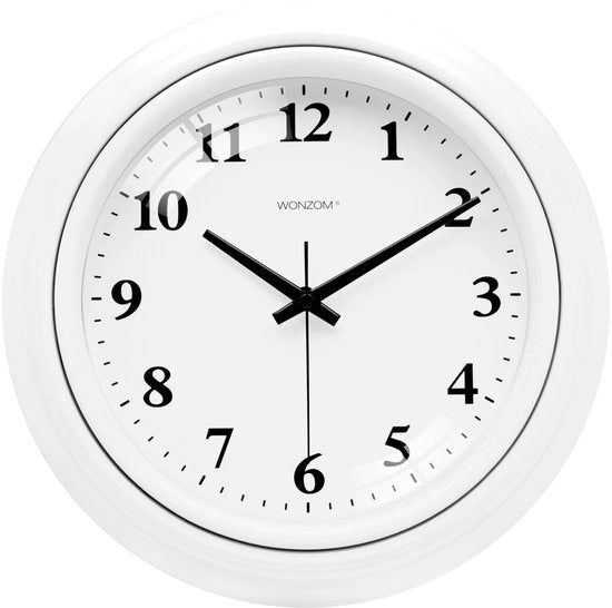 Orologio da parete moderno bianco, orologio da parete silenzioso a batterie per soggiorno, camera da letto, ufficio, cucina, 25 cm