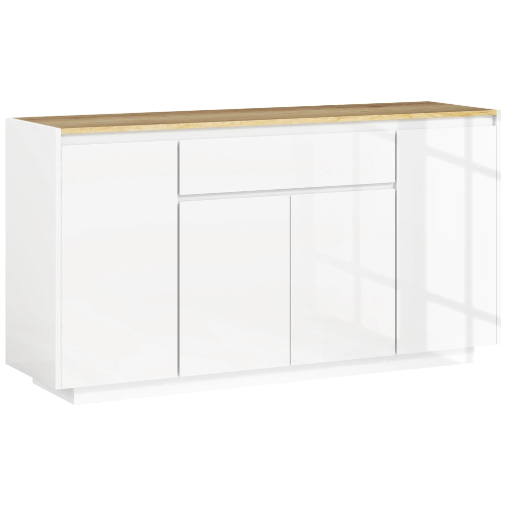 Credenza Bianca con Cassetto e 3 Armadietti ¨C Zephmum ¨C 140x40x75 cm