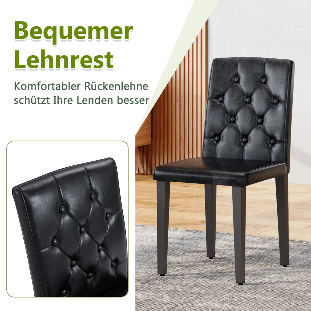 Set di 4 sedie da pranzo in nero puro: lusso discreto. La scelta ideale per le sale da pranzo in stile europeo, con gambe in metallo nero per una magg