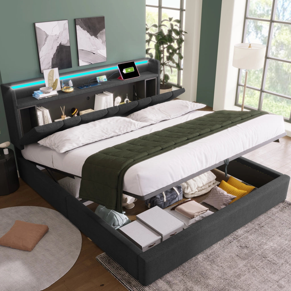 letto imbottito lino grigio 140x200 cm