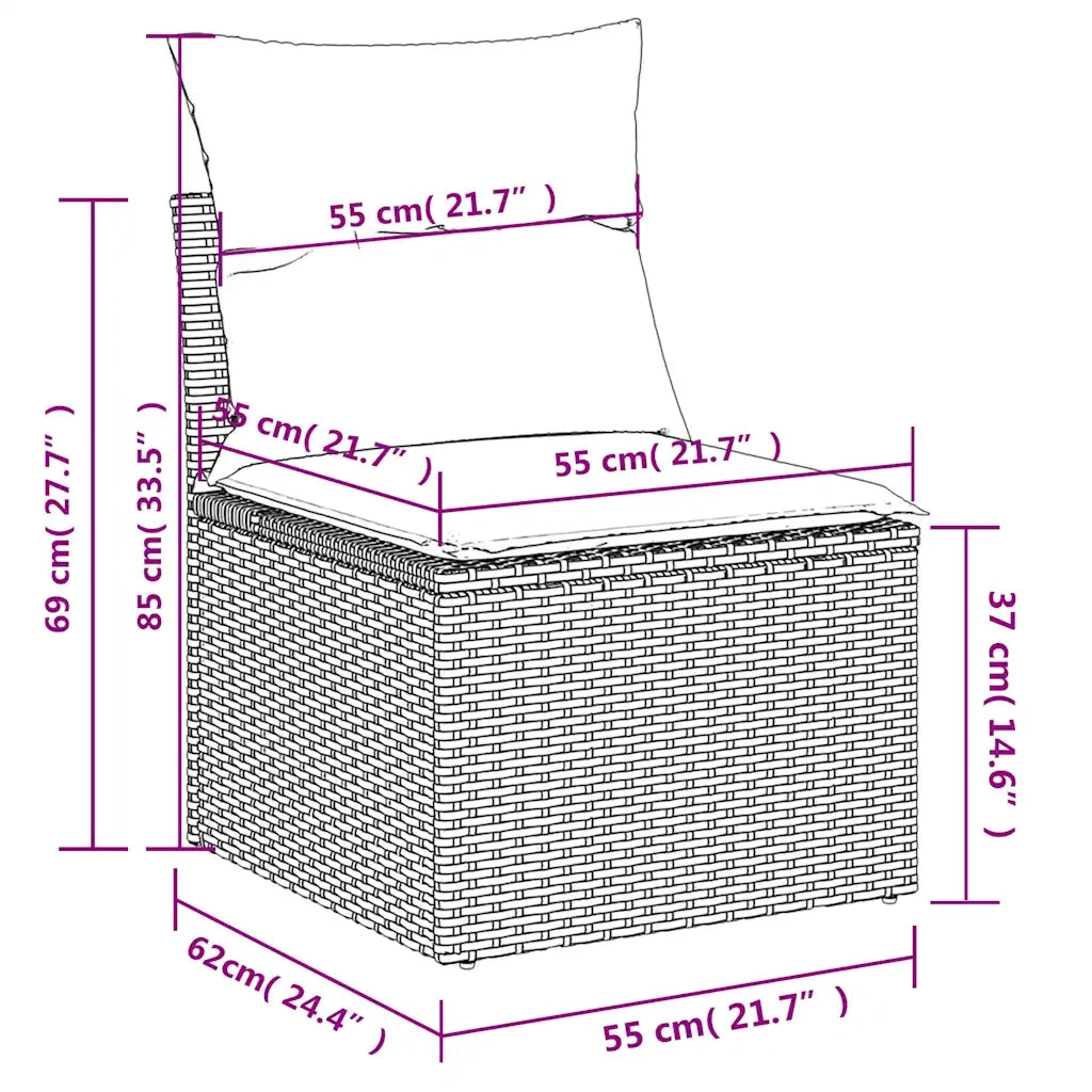 Set Divani da Giardino 7 pz con Cuscini Marrone in Polyrattan 3222322