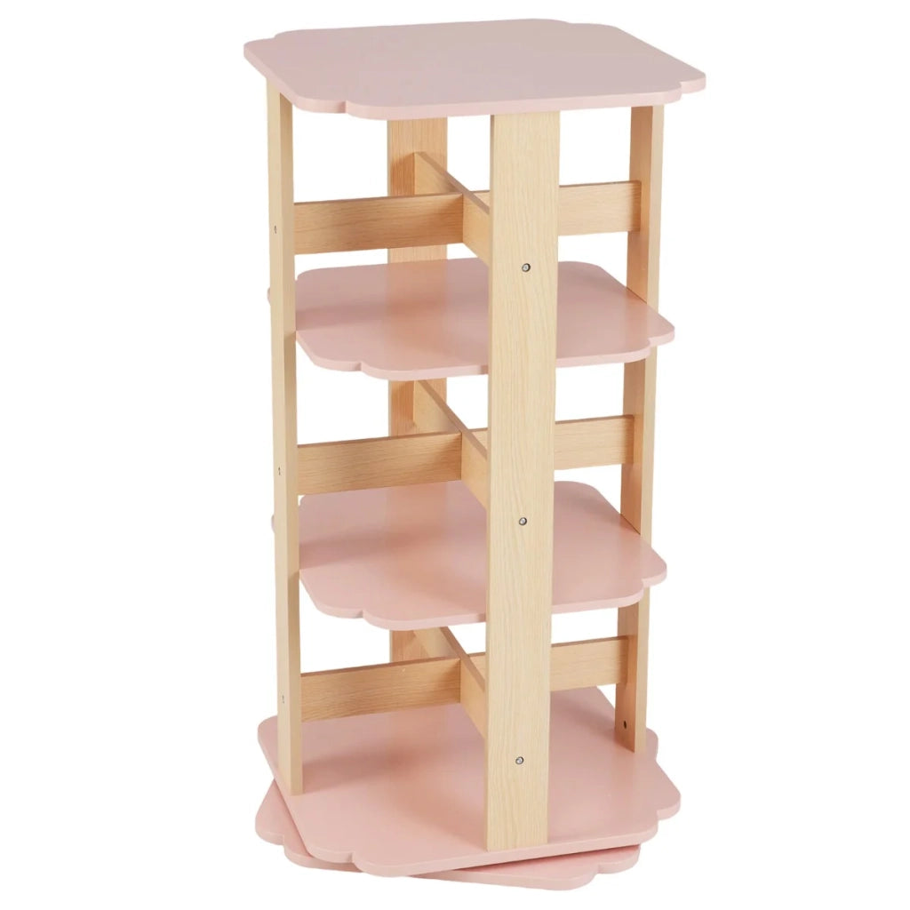 Libreria girevole per bambini 48 x 48 x 95,5 cm facile accesso 3 livelli design giocoso in MDF rosa 20_0010711