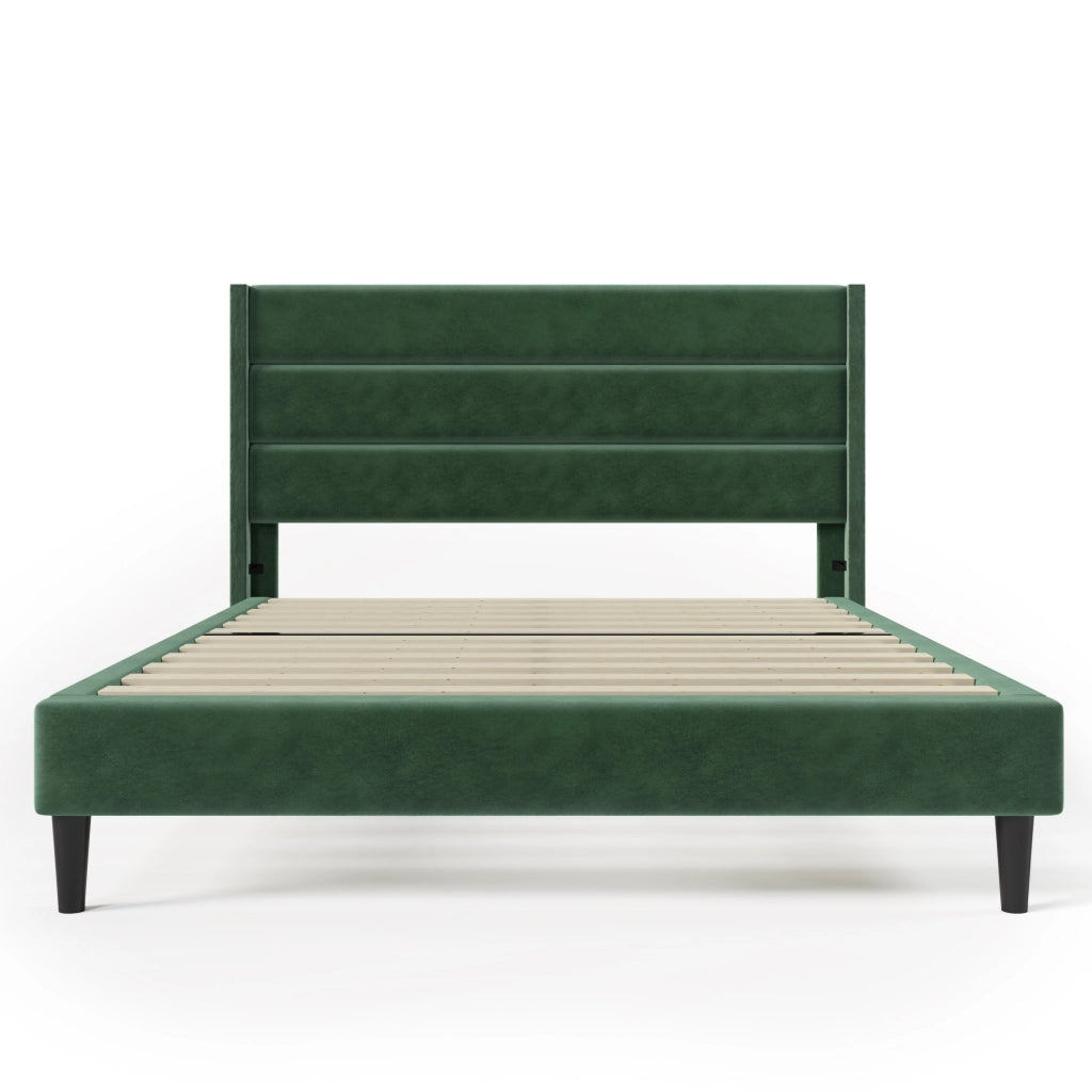 letto imbottito velluto verde 140 x 200 cm