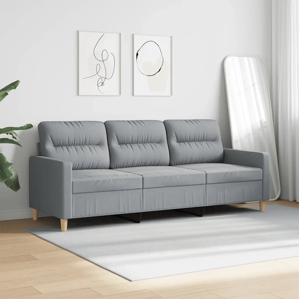 Divano a 3 Posti Grigio Chiaro 180 cm in Tessuto 359243