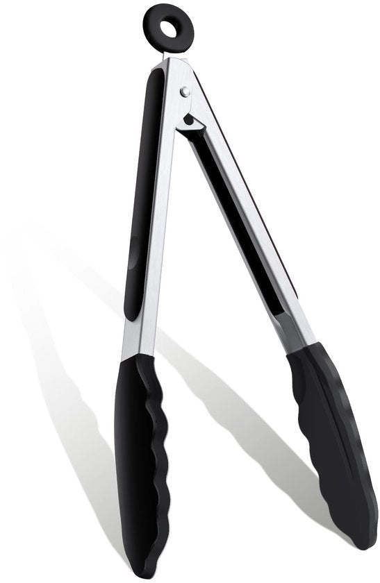 Tang da Cucina Resistente al Forno - Punta in Silicone - Manico in Acciaio Inossidabile - Smalto Antitraslucido - 23 cm - Sicuro per la Cucina - Cucina da Fuoco