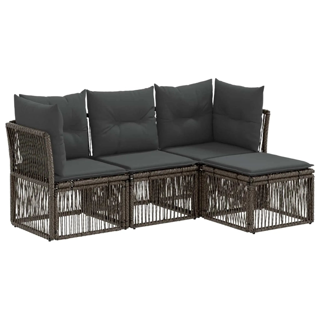 Set Divano da Giardino 4 pz Grigio polyrattan 3434198