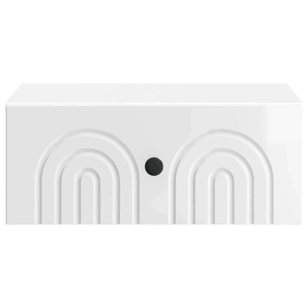 Comodino | Armadio da Notte | Mobiletto da notte a muro Bianco Lucido 49 x 34,5 x 20 cm