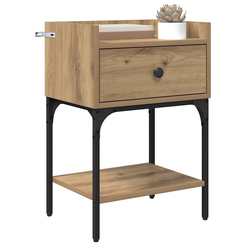 Comodino con cassetto 2 pz-Set di 2 Tavolino da notte Rovere artigianale 40 x 29 x 60 cm