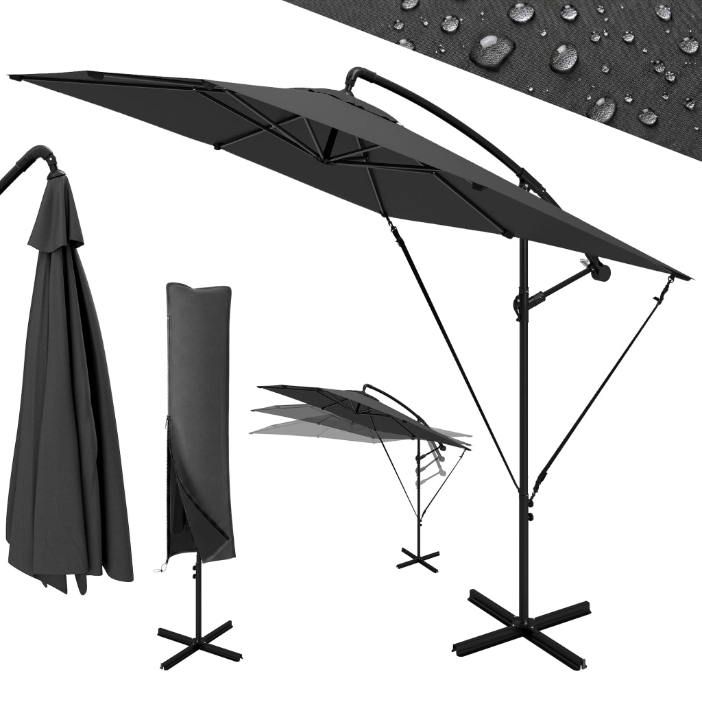 Ombrellone da giardino decentrato 2,5x2,5m ¨C Xylo ¨C Grigio antracite con manovella