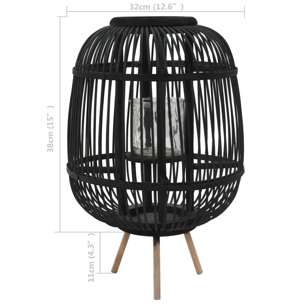 Supporto per Lanterna da Tavolo in Bambù Nero 246820