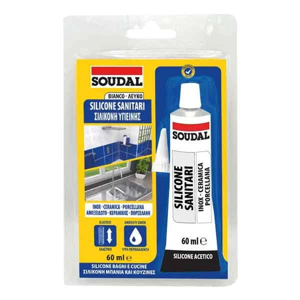SILICONE ACETICO SANITARI IN BLISTER SOUDAL 60 ml - Bianco - SOUDAL