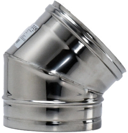 GOMITO A 45  ° INOX AISI 304 PER STUFA  EE ? cm.12