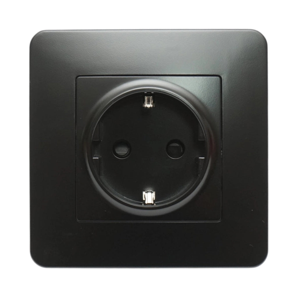 Presa schuko da incasso nera 220V, 16A, PC 80x80mm