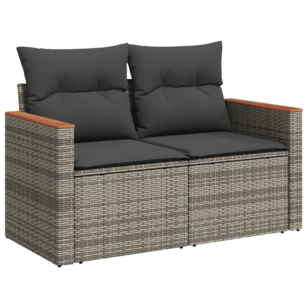 Set Divano da Giardino 9 pz con Cuscini Grigio in Polyrattan 3226403