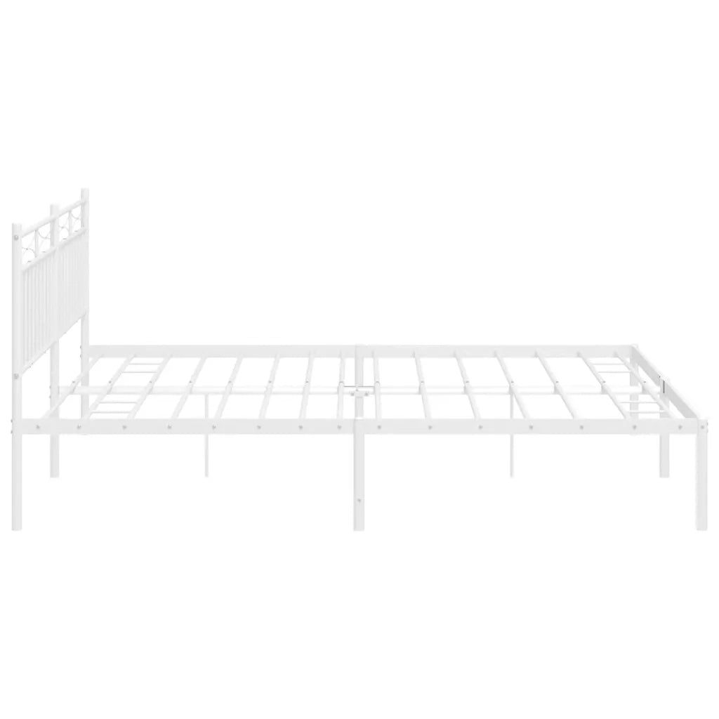 Letto matrimoniale | Letto per adulti | Giroletto con Testiera Metallo Bianco 193x203 cm