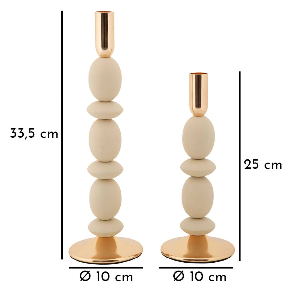 Tiksi, Portacandela set da 2, Bianco Crema