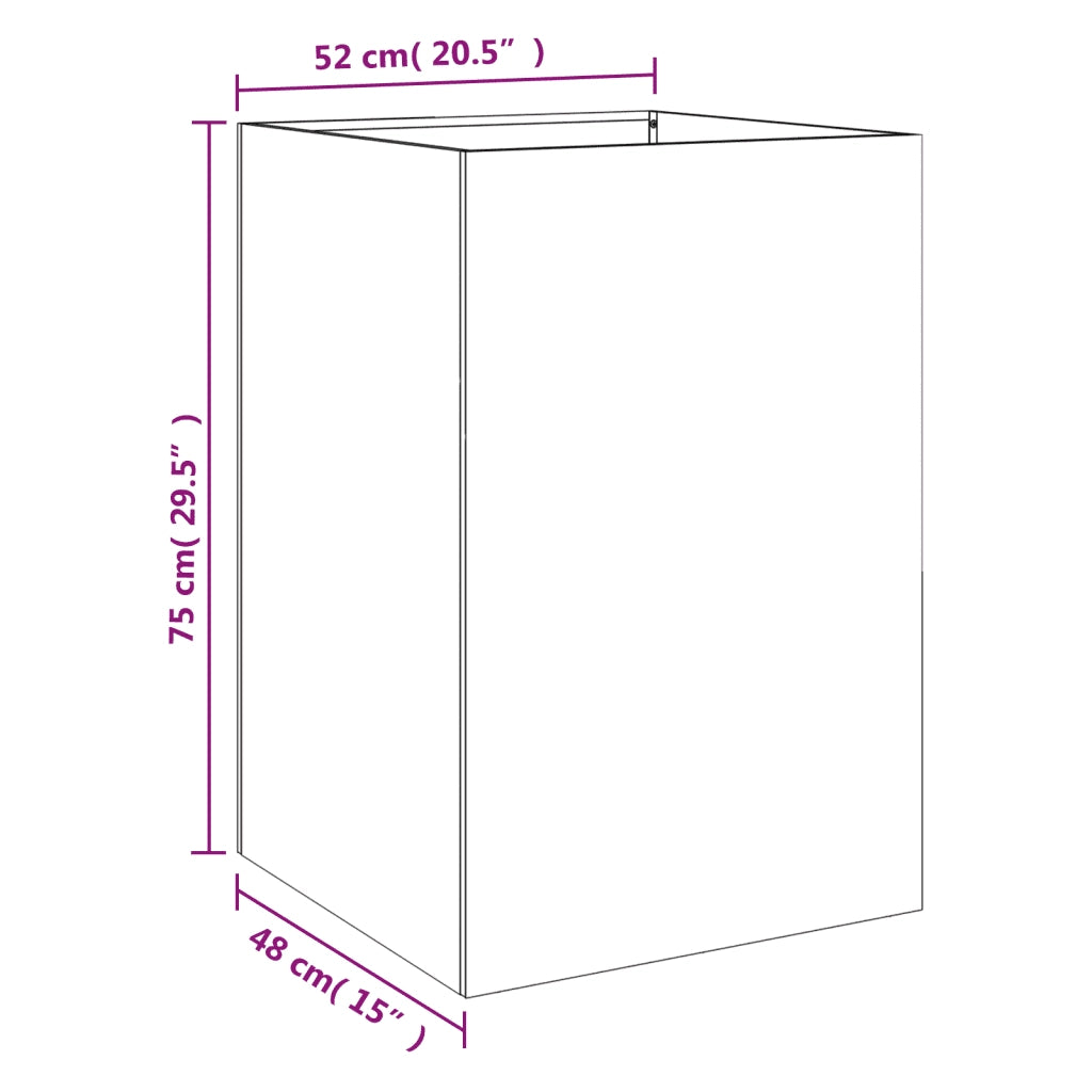 Fioriera-Vaso da Esterno-Contenitore per Piante Nera 52x48x75 cm in Acciaio 833300