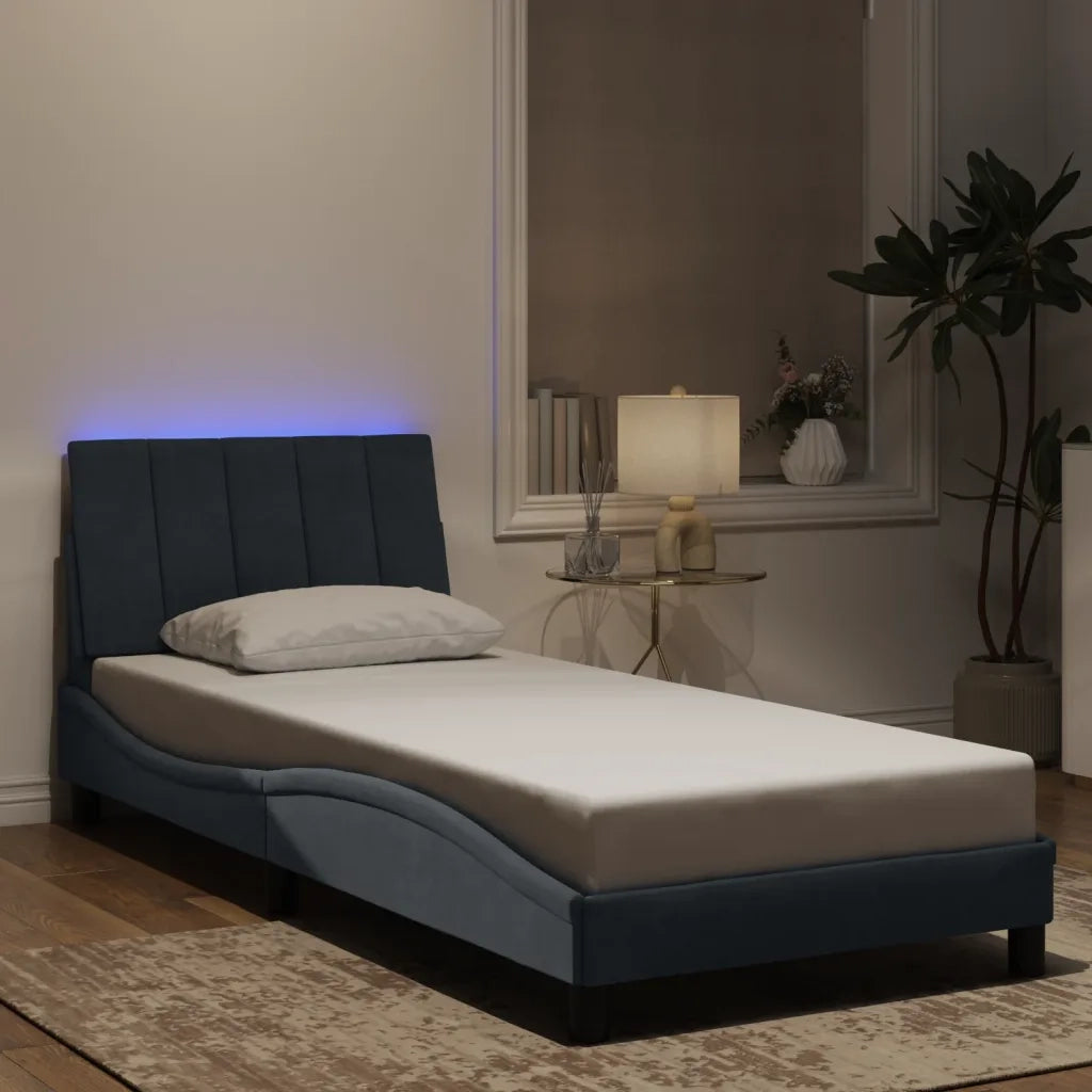 Giroletto con LED senza Materasso-Struttura Letto Hanko Grigio Scuro 80x200 cm in Velluto