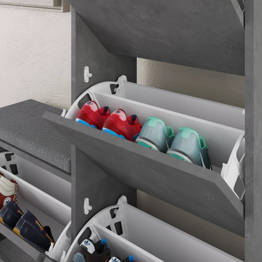 Mobile Portascarpe Velma, Scarpiera 8 Paia, 105x26x119h cm Grigio