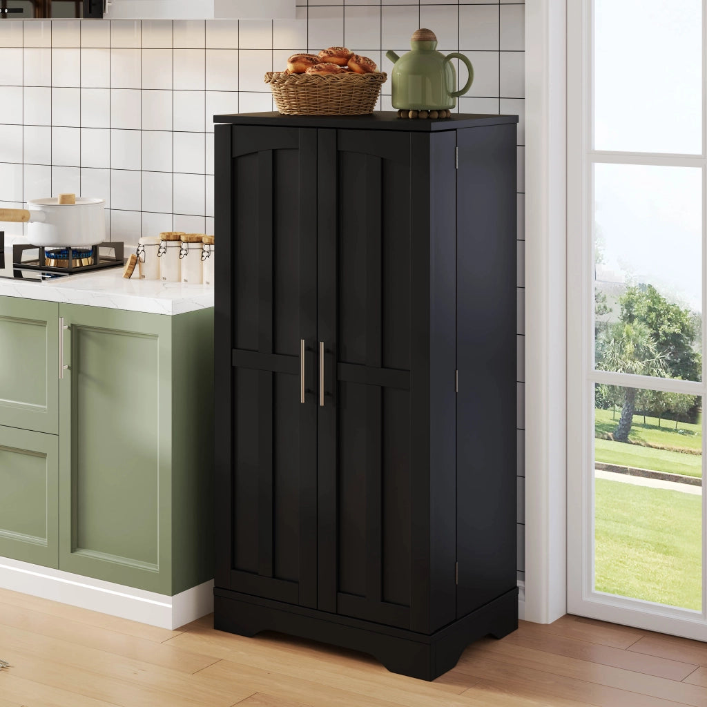 Armadio da cucina con LED - Zephmum - 120x60x40 cm - Nero - Luci sensore, ante regolabili
