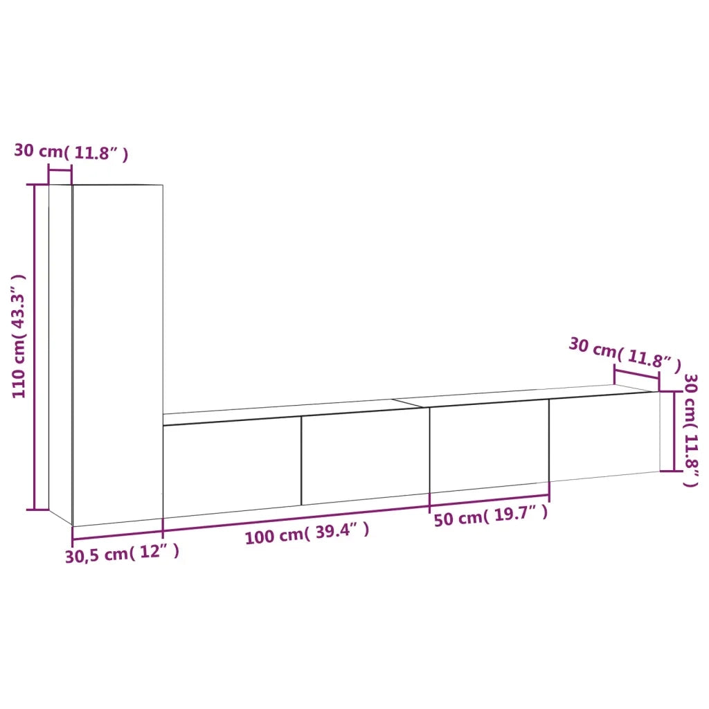 Set di Mobili Porta TV 3 pz Grigio Cemento in Legno Multistrato 3114321