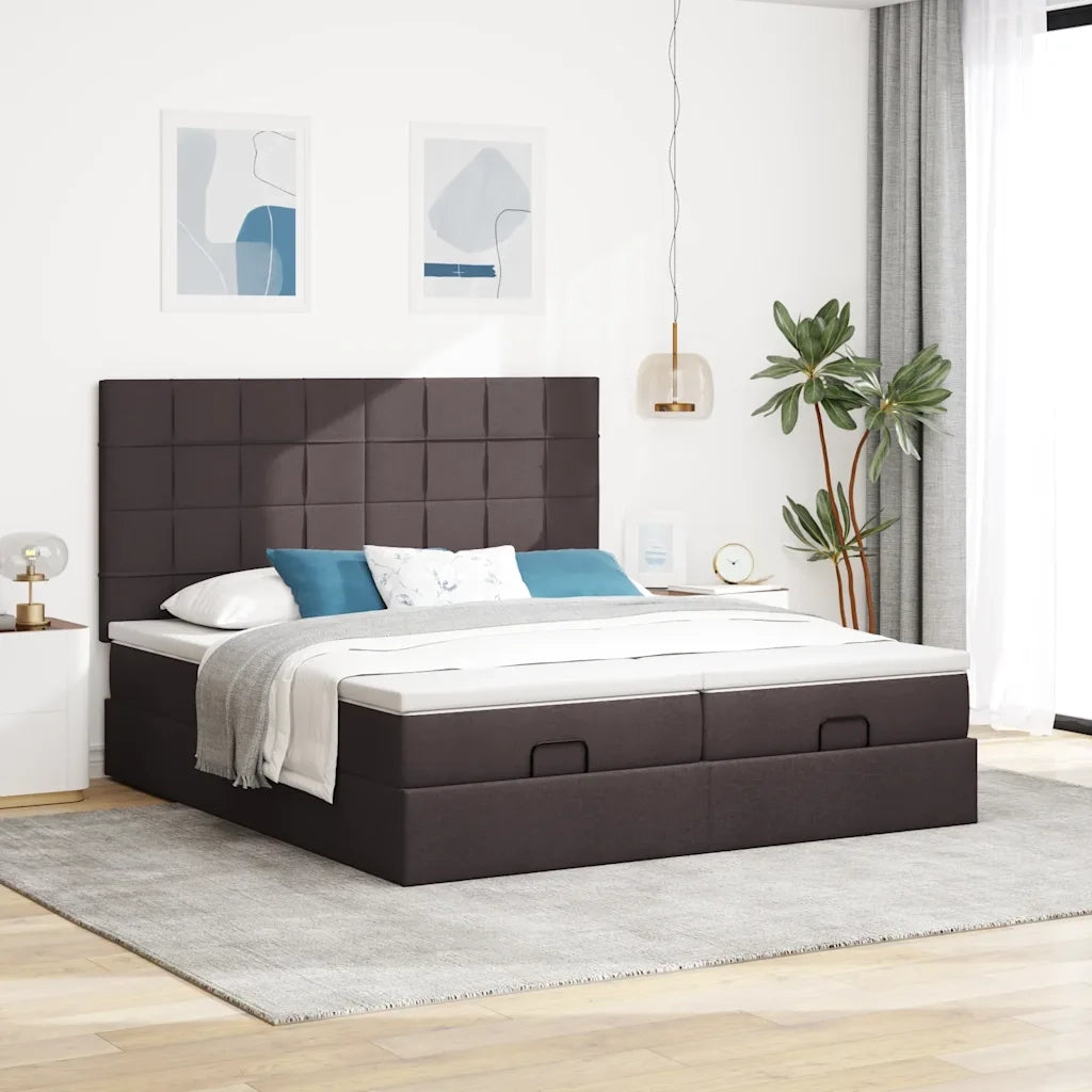 Struttura Letto Pouf con Materassi 200x200 cm in Tessuto 3313702