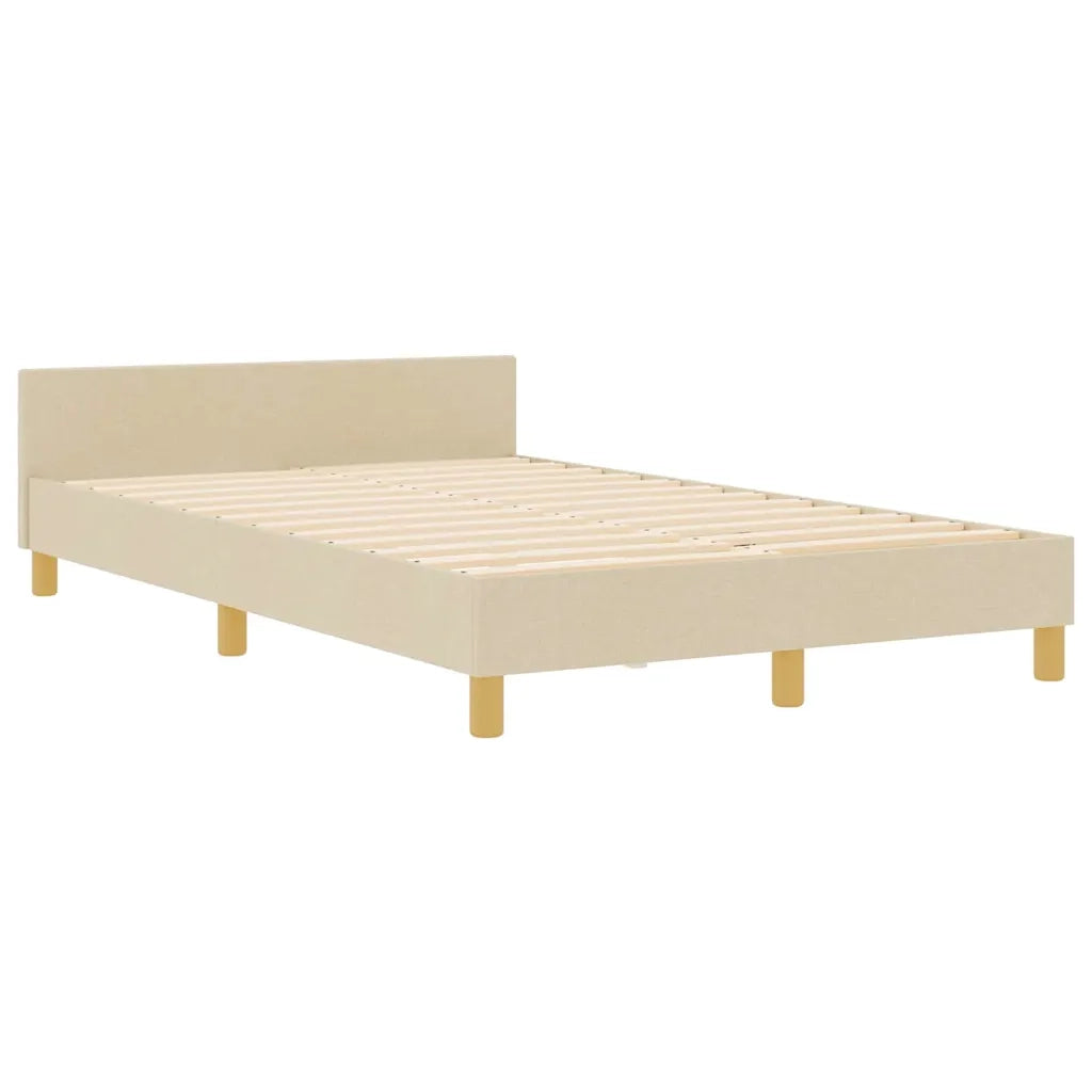 Struttura del letto con testiera Crema 120 x 190 cm Tessuto