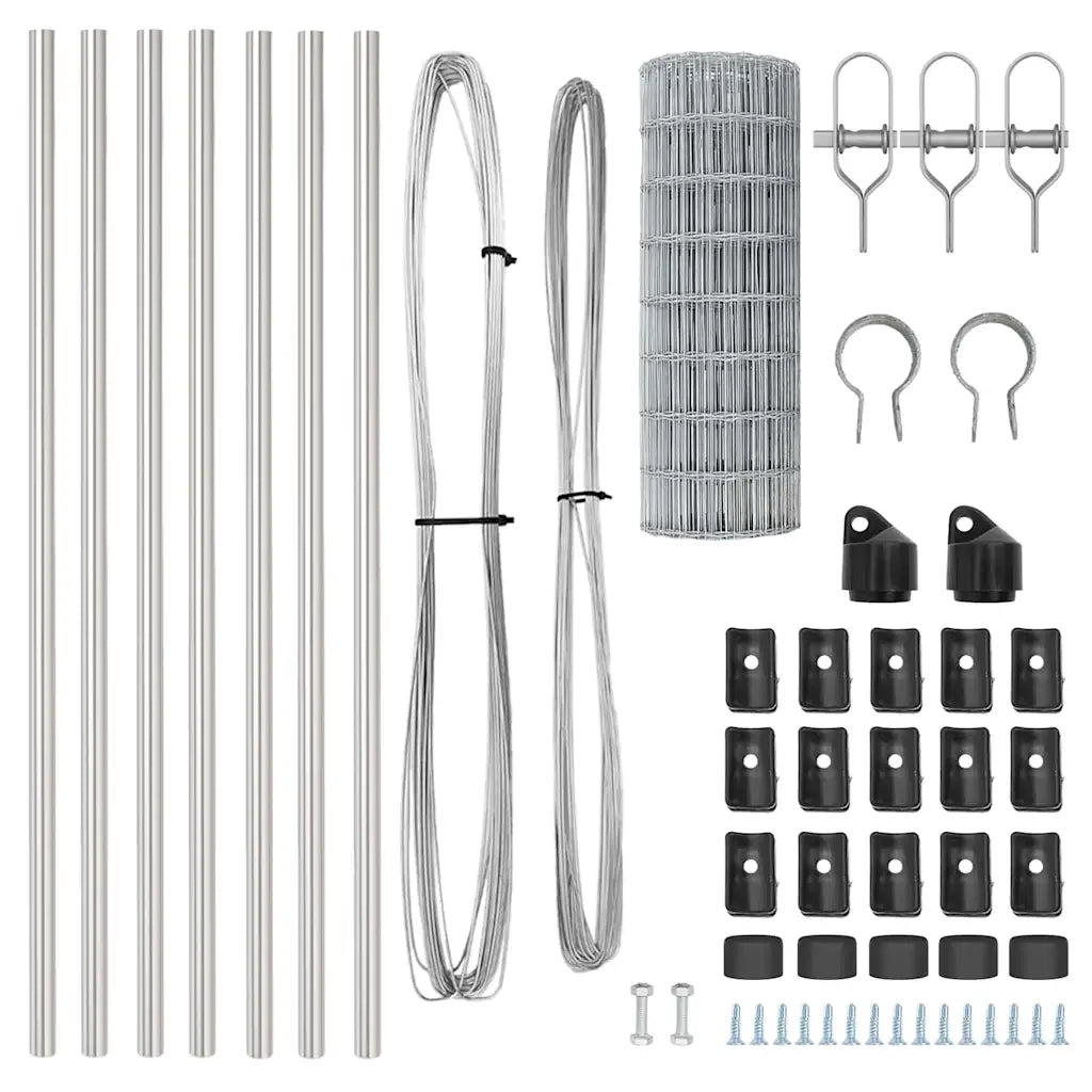 Recinzione da Giardino | Recinzione con Posto Argento 0,8 x 10 m Acciaio e PVC