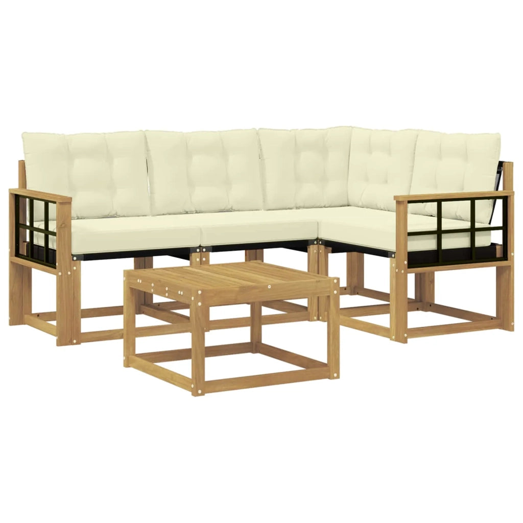 Set di divani da esterno 5 pz Bianco e Crema 3389456