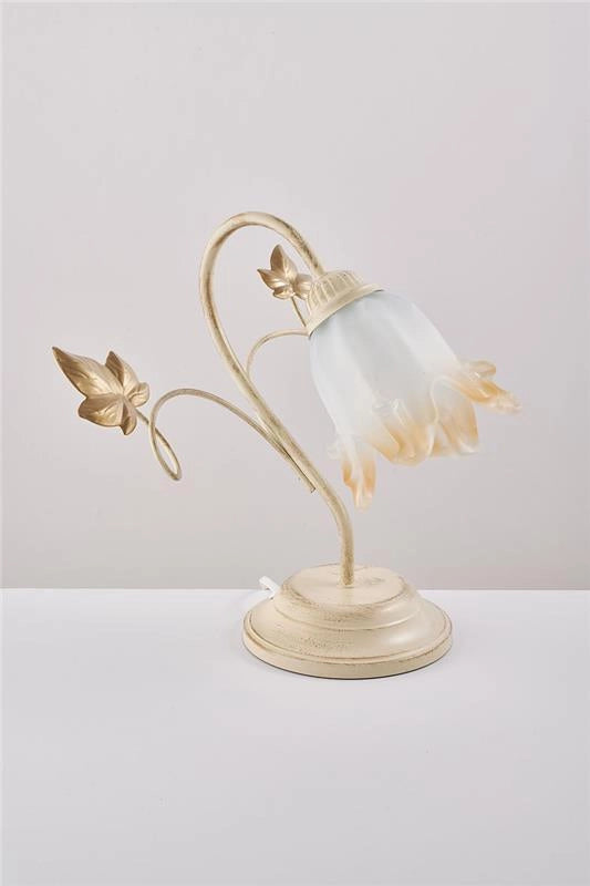 EDEN LUME DESIGN CLASSICO IN METALLO COLORE AVORIO E ORO E14 1 LUCE 46 WATT 14X14X40 CM