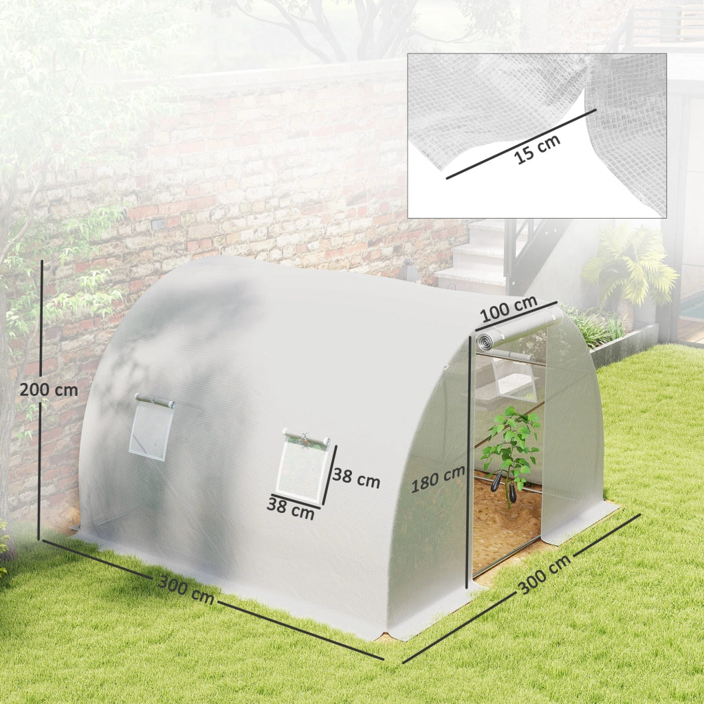 Serra da giardino tunnel 4 finestre ¨C Minimal ¨C 3x3x2 m bianco