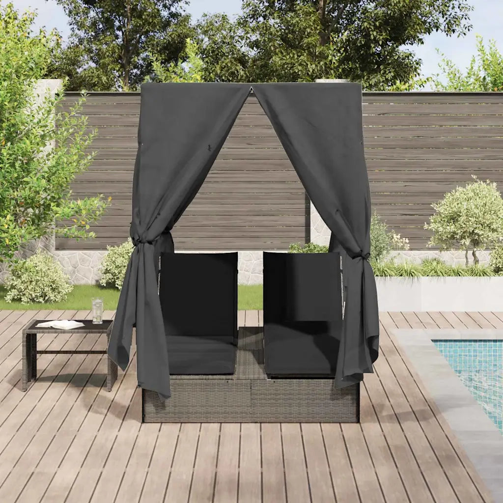 Lettino da sole doppio Grigio 205 x 129 x 200 cm polyrattan 3376129