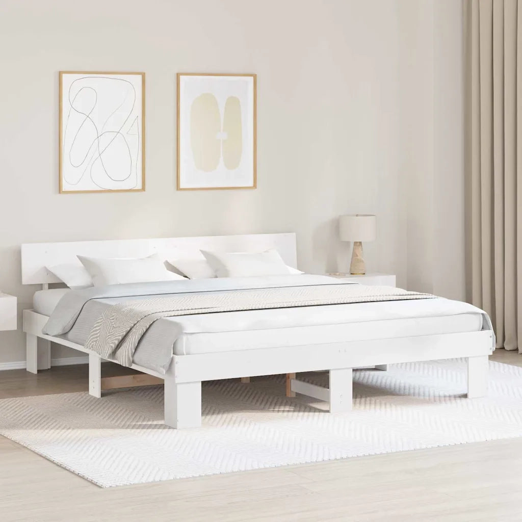 Struttura del letto Bianco 200 x 200 cm Pino massello