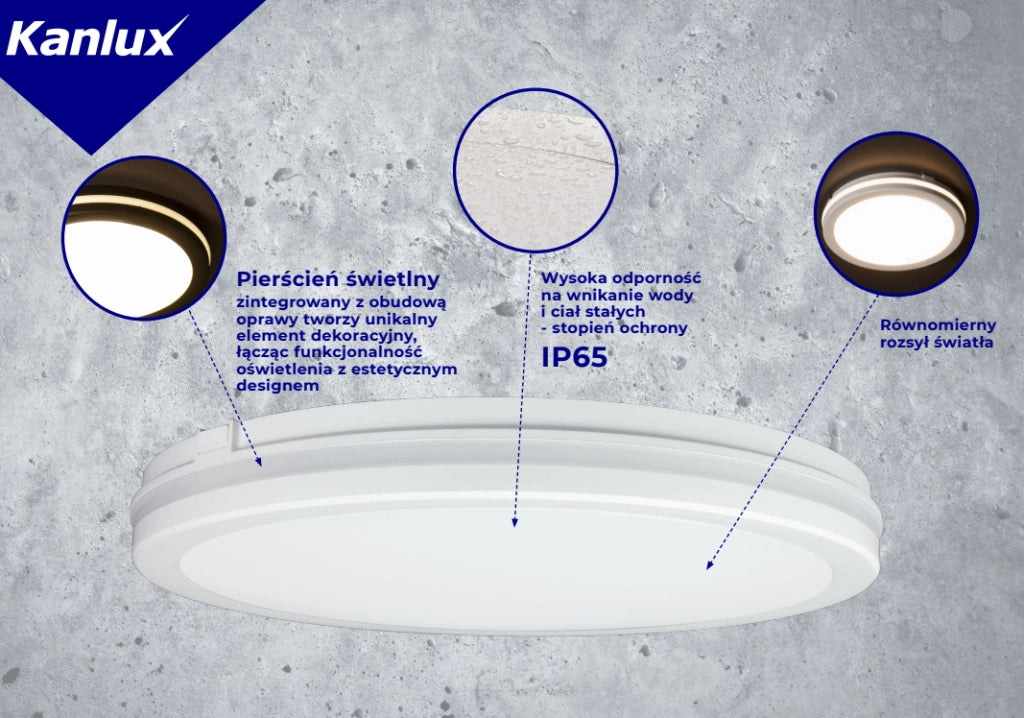 Plafoniera LED Kanlux BENO ECO nera 30cm 30W CCT IP65