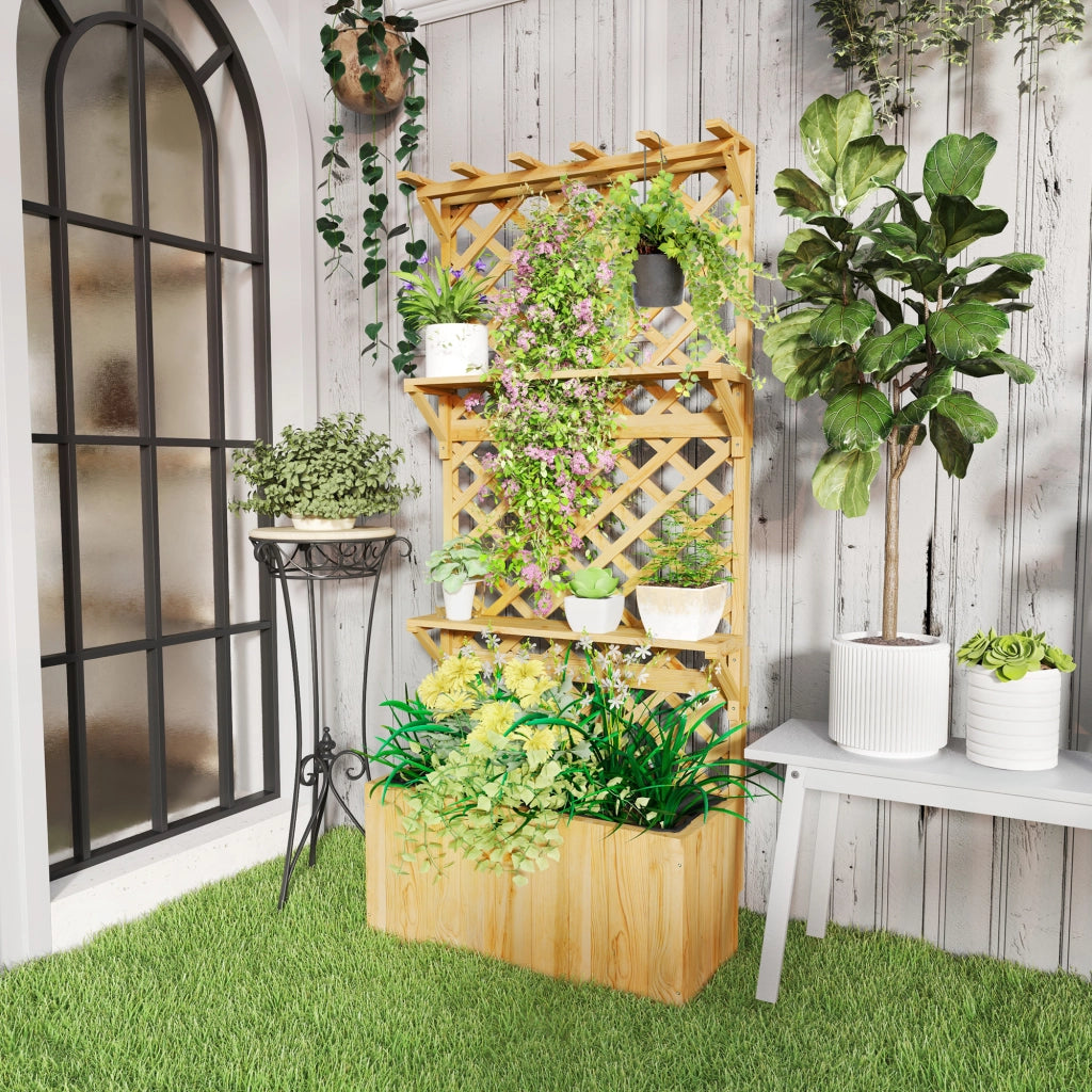 Fioriera con traliccio e tettoia - Xylo - Legno naturale con drenaggio