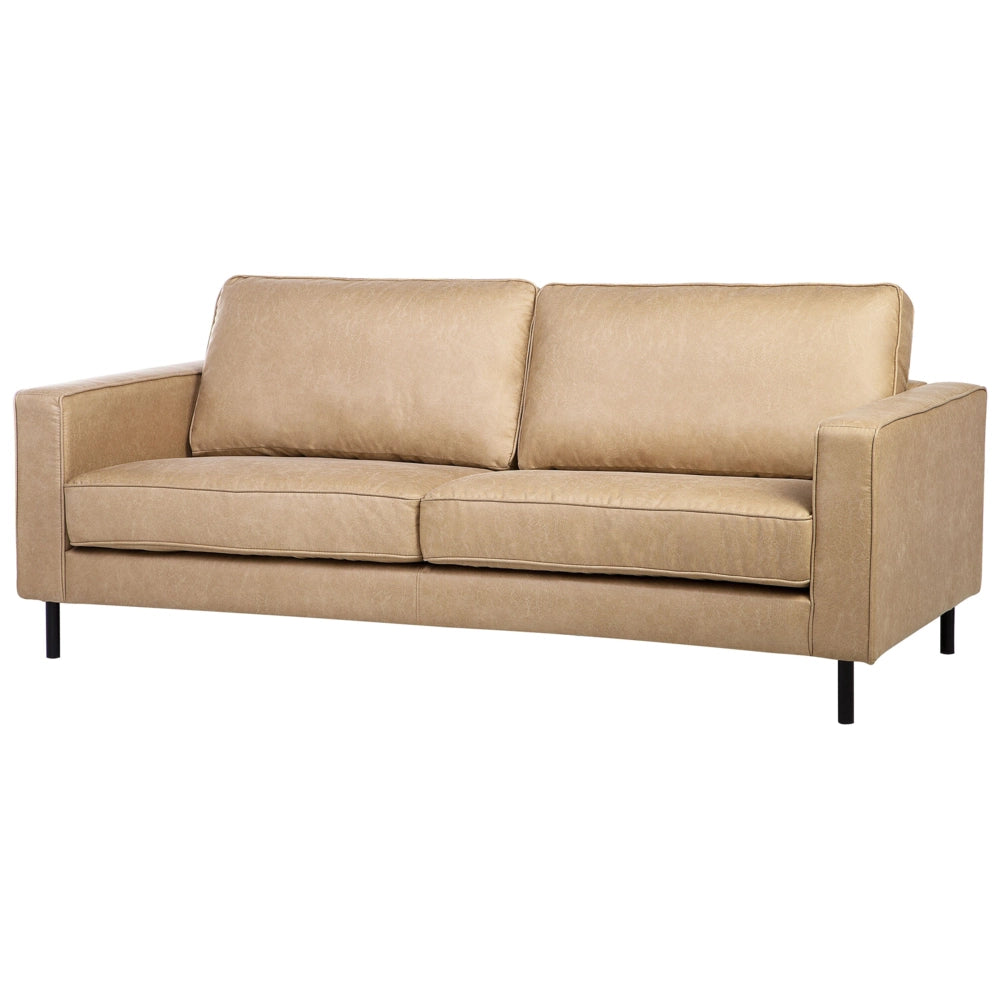 Set Divani Beige Ecopelle Divano 3 Posti Poltrona Minimalista Moderno
