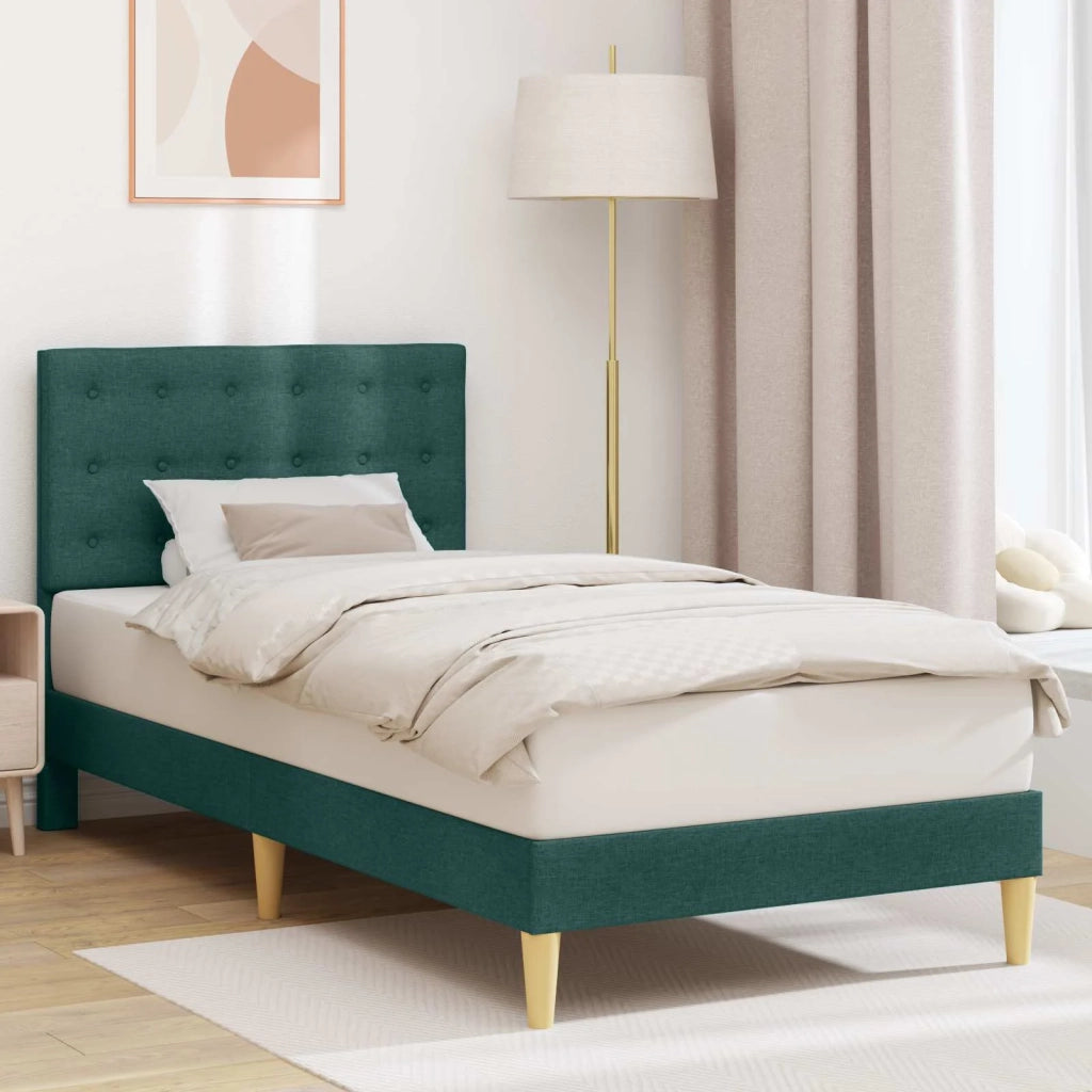 Letto singolo | Letto per adulti | Struttura del letto Verde Scuro 90 x 200 cm Tessuto