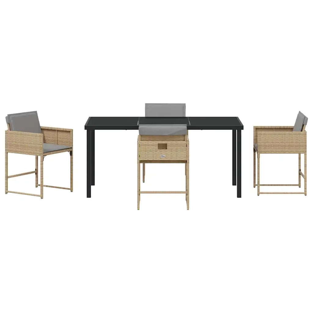 Set da Pranzo per Giardino 5 pcs Beige polyrattan