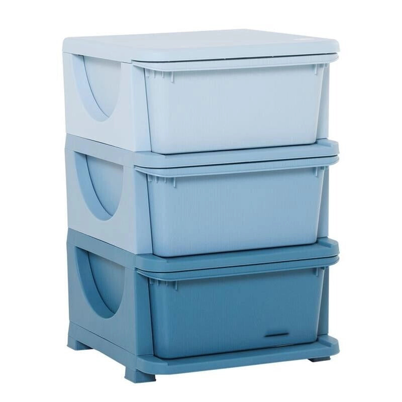 CASSETTIERA IN PLASTICA CON 3 CASSETTI 37X37X56.5CM BLU