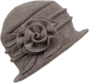 Cappelli caldi invernali per donne - cappelli in lana retro - cappelli in lana invernali per donne con decorazioni floreali - cappelli eleganti di alta qualità - grigio