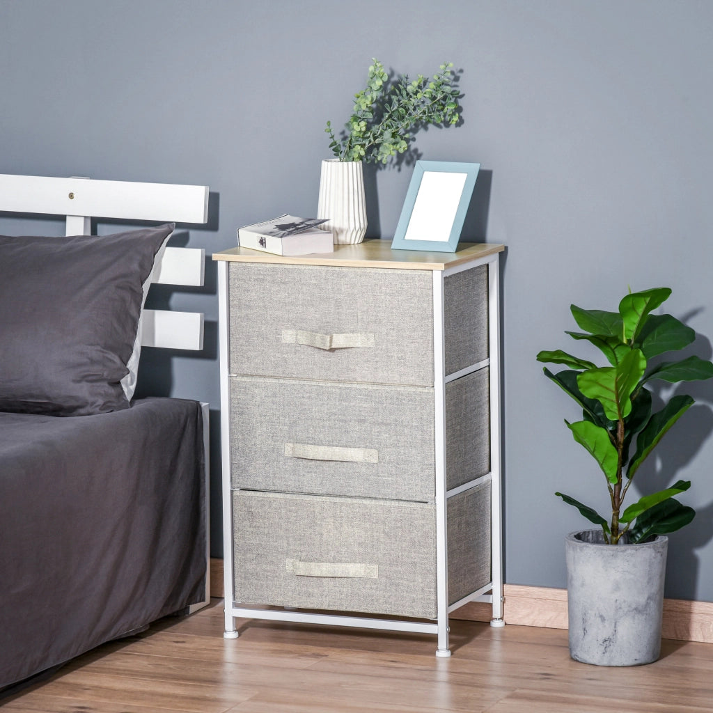 Cassettiera con 3 Cassetti in Tessuto ¨C Minimal ¨C Grigio