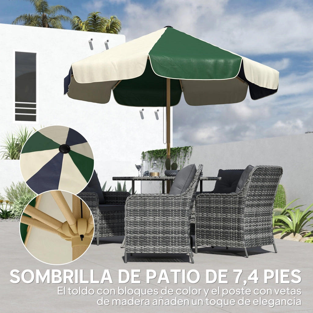 Ombrellone da giardino ? 2.3 m con effetto legno ¨C zephmum ¨C Verde scuro