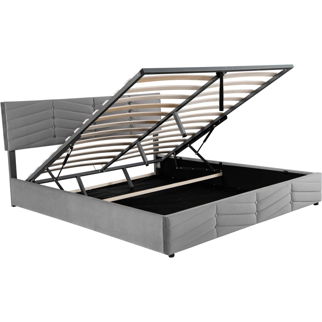 letto imbottito velluto grigio 160 x 200 cm