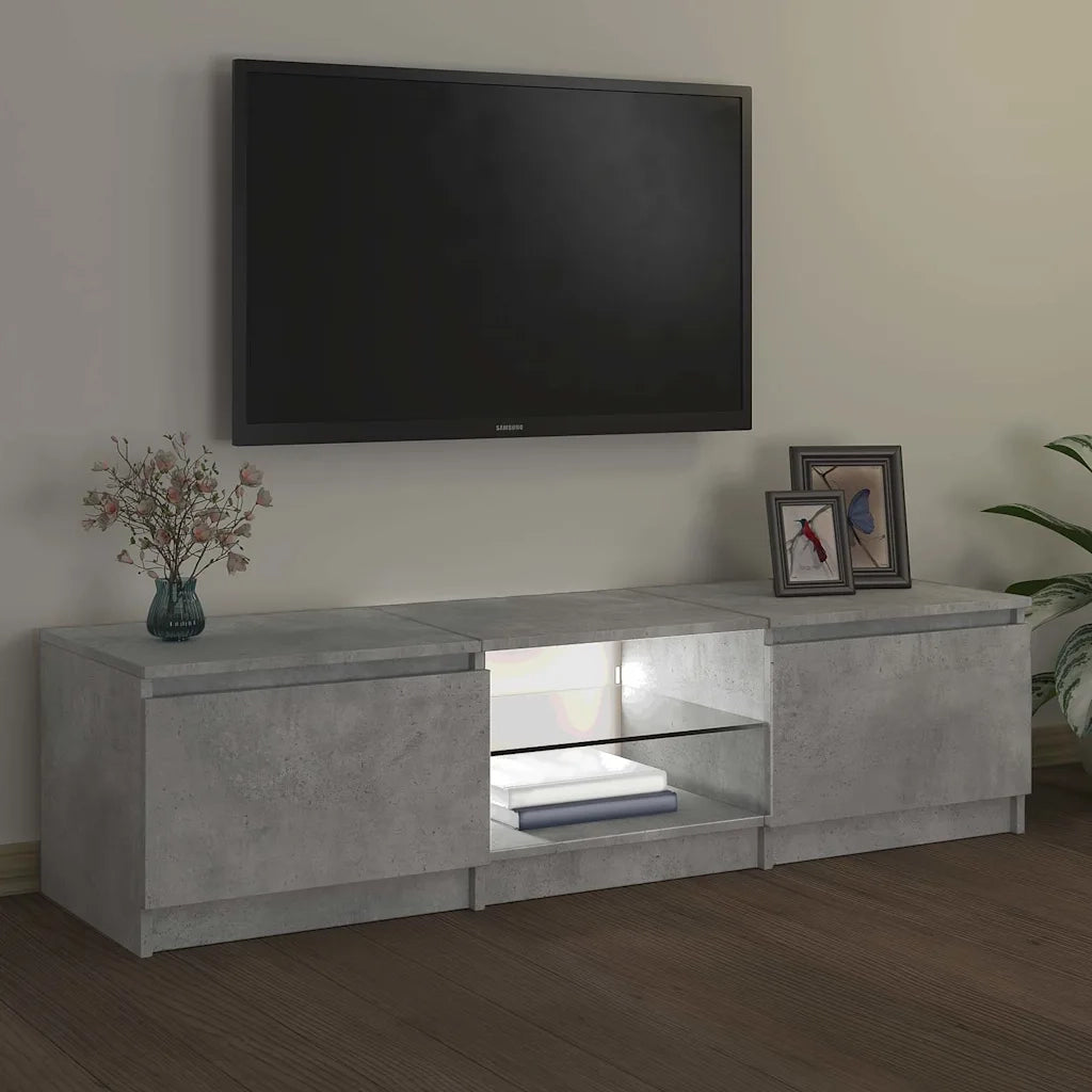 Mobile Porta TV con Luci LED Grigio Cemento 140x40x36 cm 804296
