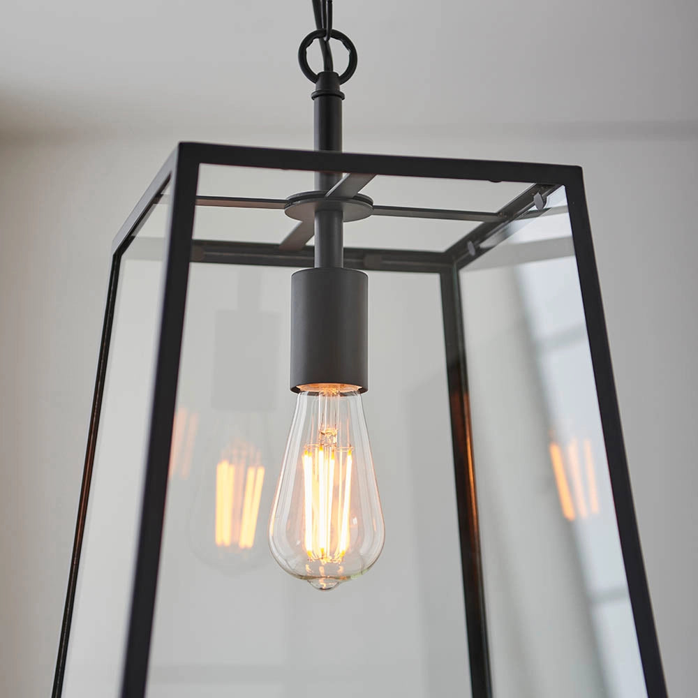 Lampada a sospensione industriale nera opaca E27 Endon